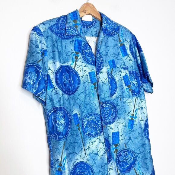 Vintage M Medium Go Barefoot in Paradise Hawaiian Shirt King Of Hawaii Kalakaua - Picture 3 of 16